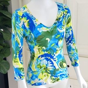 Blue & Yellow Swerl Sweater Size XL